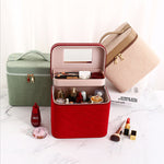 Zyravest Fashion Corduroy Cosmetic Case – Portable Multifunction Makeup Organizer with Zipper | Travel Storage Box (20–35L)