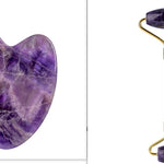 Zyravest Amethyst Roller Set with Heart-Shaped Gua Sha Massager – Natural Crystal Facial Roller & Scraper for Skin Detox & Rejuvenation