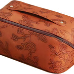 Zyravest Embossed Leather Makeup Bag – Elegant PU Cosmetic Organizer Pouch for Daily Use or Wholesale Bulk Orders