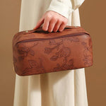 Zyravest Embossed Leather Makeup Bag – Elegant PU Cosmetic Organizer Pouch for Daily Use or Wholesale Bulk Orders